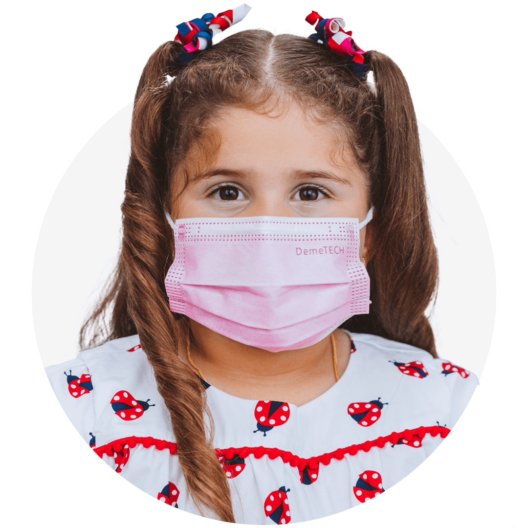 Kids, Pink, ASTM Level 3 Disposable Mask with White Earloops, (Box of 50)