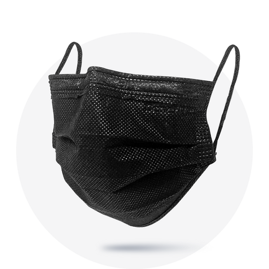 Black, ASTM Level 3 Disposable Face Mask with Earloops, Size: Regular