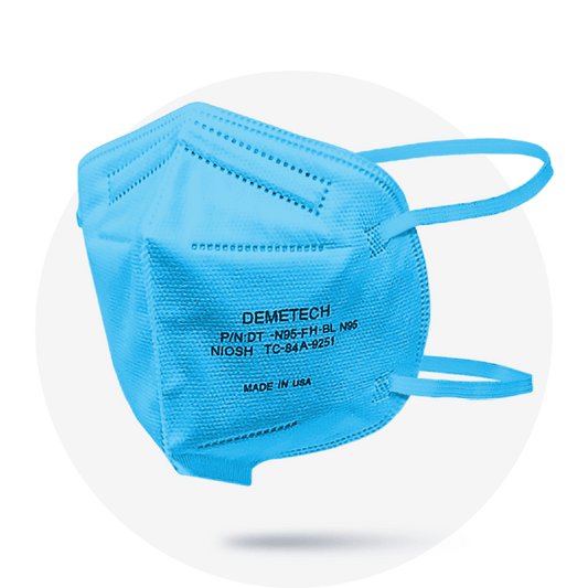 Blue, N95 Respirator Mask, Fold Style, NIOSH APPROVED, Size: Regular, (Box of 20)