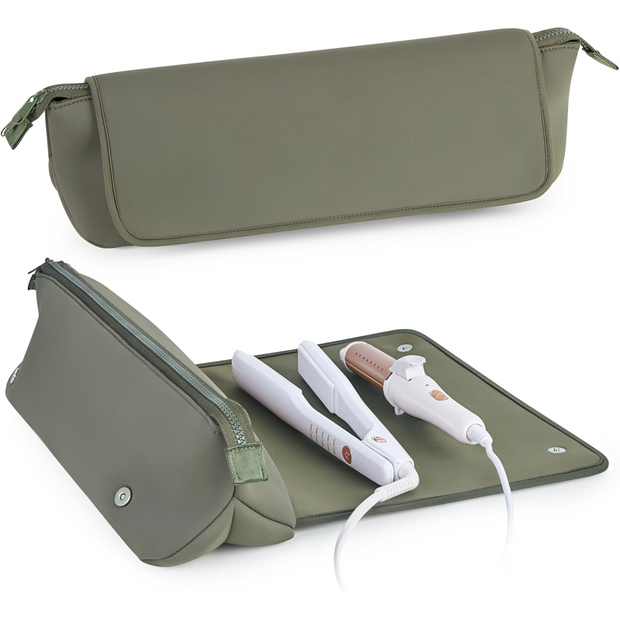 2-in-1 Hair Tool Travel Bag with Heat-Resistant Mat – Portable Storage for Straighteners, Flat Irons